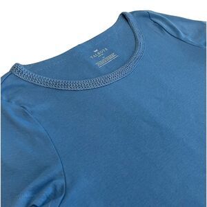 Talbots Tee Shirt Neckline Detail Short Sleeve Top Pima Cotton Blue‎ Size MP
